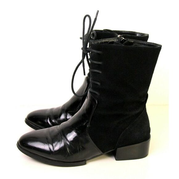 ALEXANDER WANG LACE UP BLACK GENUINE SUEDE LEATHER LOW HEEL ANKLE BOOTS SHOES 36 - Picture 7 of 12